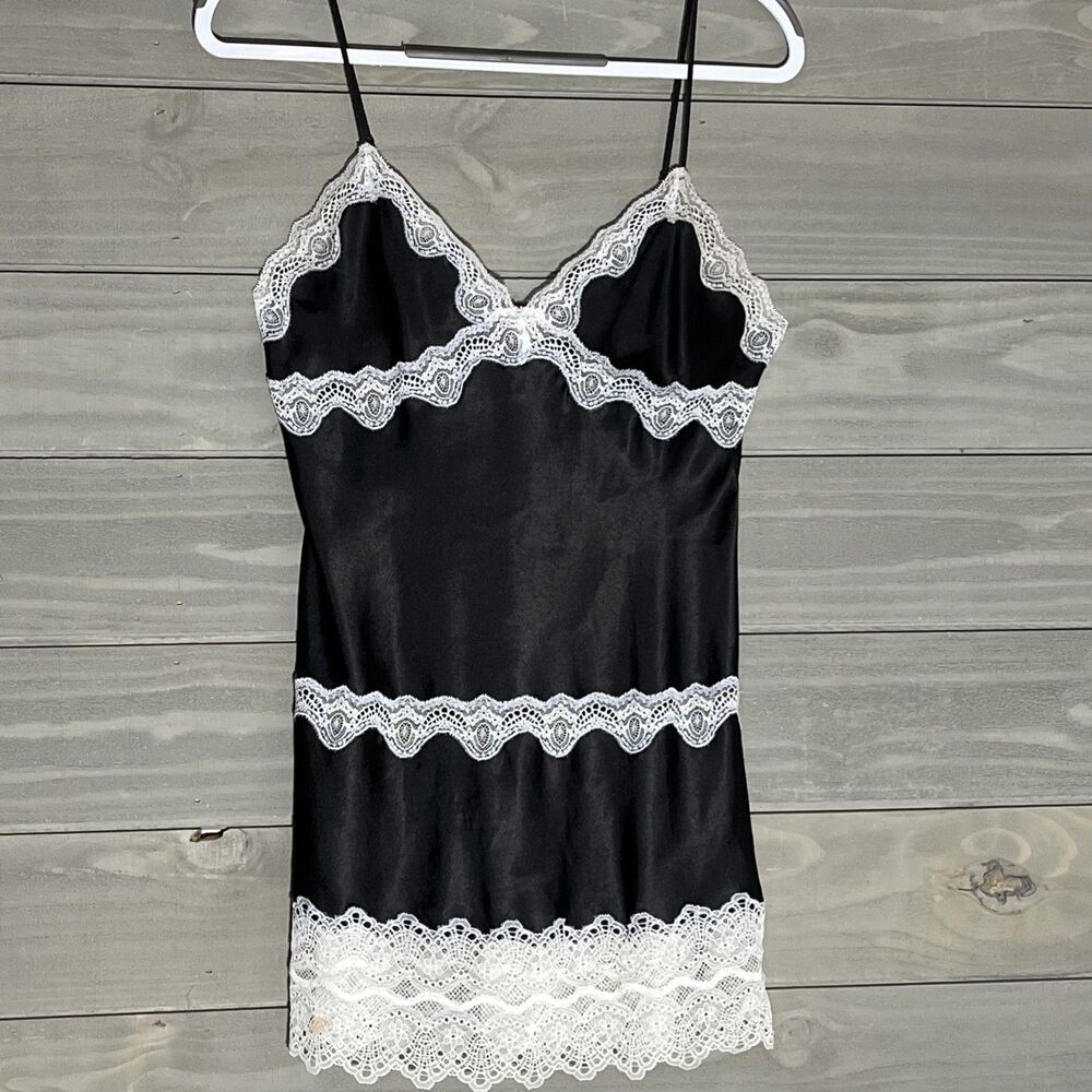 Victorias Secret Satin Lingerie Womens M Whimsygoth Sexy Slip Dress Chemise